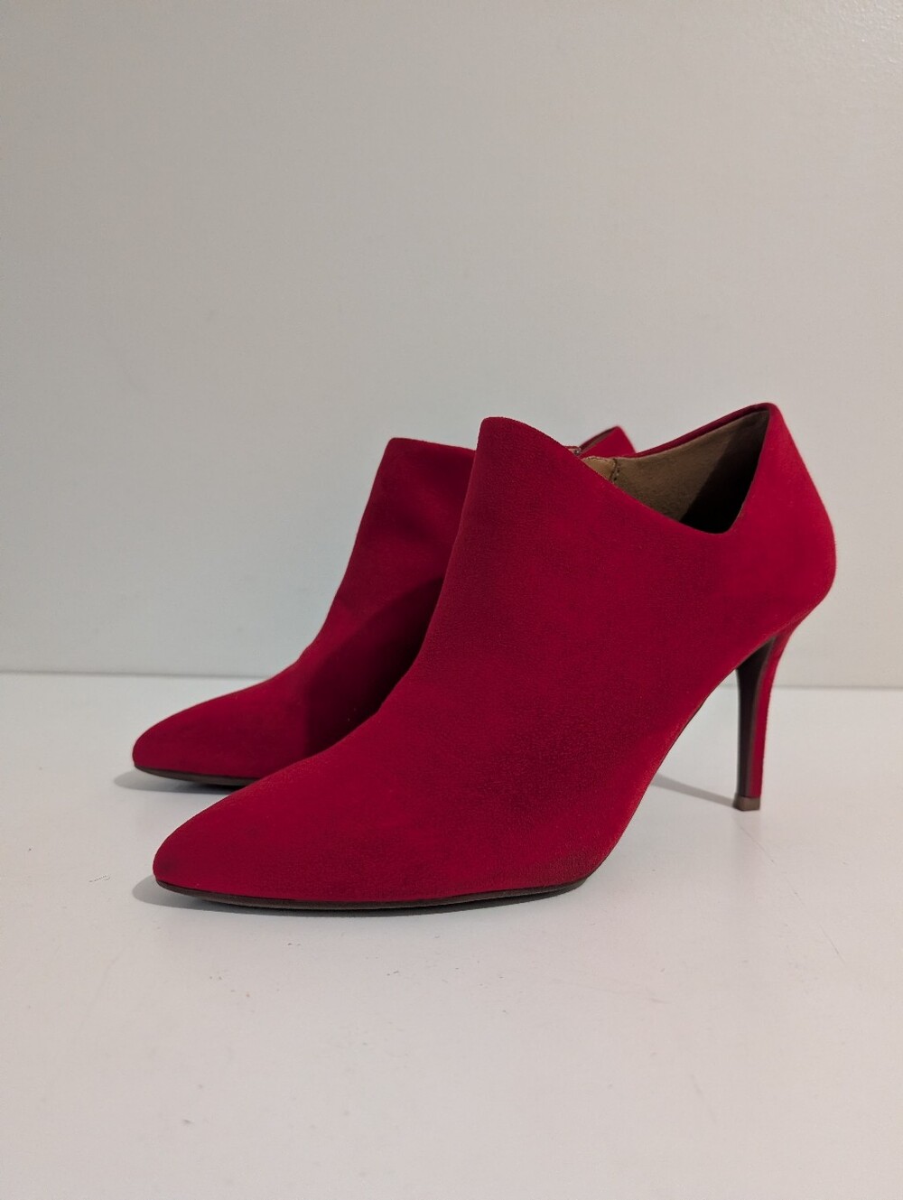 Jessica Simpson Red Suede Pointed Toe Zip Stiletto Ankle Booties Size 7.5